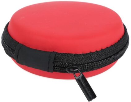 ! 5 Kleuren Draagbare Case Voor Case Hoofdtelefoon Mini Ritssluiting Ronde Opslag Hard Bag Headset Doos Voor Oortelefoon Geval Sd Tf kaarten rood