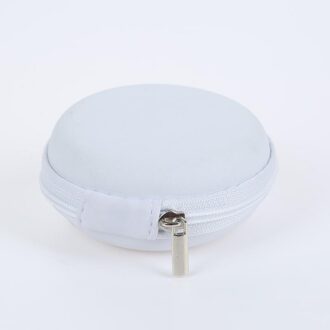 ! 5 Kleuren Draagbare Case Voor Case Hoofdtelefoon Mini Ritssluiting Ronde Opslag Hard Bag Headset Doos Voor Oortelefoon Geval Sd Tf kaarten wit