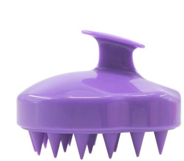 5 Kleuren Kam Handheld Siliconen Hoofdhuid Shampoo Massage Borstel Wassen Kam Douchekop Haar Mini Hoofd Meridiaan Massage Grove paars