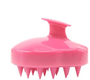 5 Kleuren Kam Handheld Siliconen Hoofdhuid Shampoo Massage Borstel Wassen Kam Douchekop Haar Mini Hoofd Meridiaan Massage Grove roos rood
