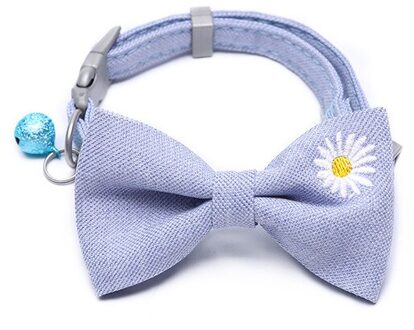 5 Kleuren Kat Kraag Geborduurde Strik Kraag Met Bell Verstelbare Veiligheid Halsband Huisdier Decoratie Benodigdheden Voor Kat Hond blauw
