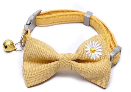 5 Kleuren Kat Kraag Geborduurde Strik Kraag Met Bell Verstelbare Veiligheid Halsband Huisdier Decoratie Benodigdheden Voor Kat Hond geel