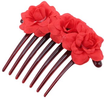 5 Kleuren Populaire Simulatie Bloem Bruid Haar Kam Hoofdtooi Strand Foto Haarspeld Kam rood