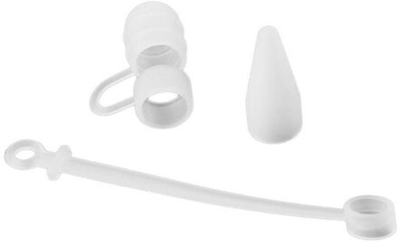 5 kleuren Siliconen Top Voor Apple Potlood Cap Houder Nib Tip Cover Kabel Adapter Tether Kit Voor iPad Pro 10.5 12.9 9.7 Etui wit