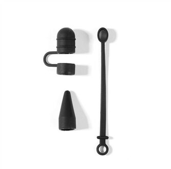 5 kleuren Siliconen Top Voor Apple Potlood Cap Houder Nib Tip Cover Kabel Adapter Tether Kit Voor iPad Pro 10.5 12.9 9.7 Etui zwart