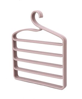 5 Lagen Hanger Multifunctionele Broek Hangers Broek Kast Closet Organizer Opslag Houder Space Saver Rek Kleerhangers roze