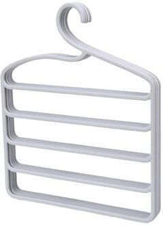 5 Lagen Hanger Multifunctionele Broek Hangers Broek Kast Closet Organizer Opslag Houder Space Saver Rek Kleerhangers wit