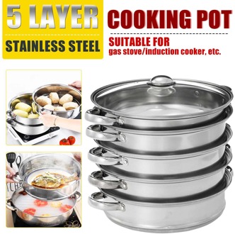 5 Lagen Roestvrij Staal Dikke Steamer Pot Soep Stoom Pot Universele Kookpotten Voor Inductie Kookplaat Gasfornuis Stoom Pot