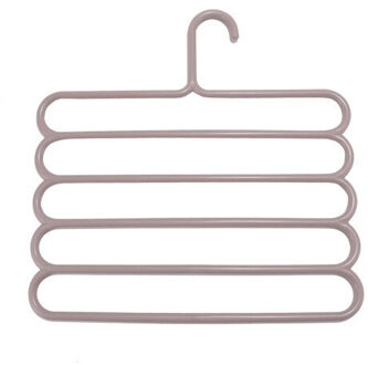 5-Layer Plastic Storage Rack Kleerhanger Huishoudelijke Multi-layer Non-Slip Broek Garderobe Rek Handdoek Hanger thuis Opslag Organisator A-licht koffie