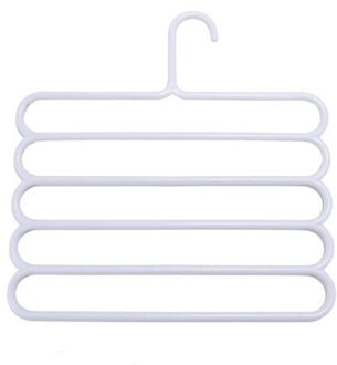 5-Layer Plastic Storage Rack Kleerhanger Huishoudelijke Multi-layer Non-Slip Broek Garderobe Rek Handdoek Hanger thuis Opslag Organisator A-uit-wit