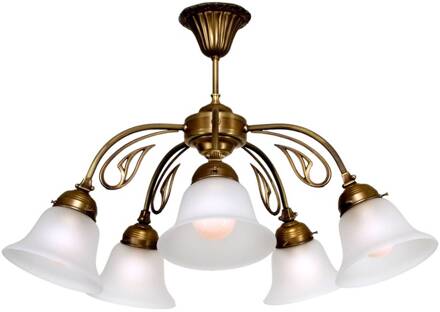 5-lichts plafondlamp OLGA, messing wit, messing