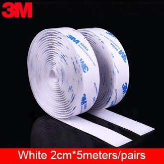 5 M/pairs 16/20/25/30/38/50Mm Klittenbandsluitingen Lijm 3M Lijm Sterke zelfklevende Sluiting Tape Nylon Haken En Lussen Sticker Magic Diy 20mm wit 500cm