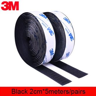 5 M/pairs 16/20/25/30/38/50Mm Klittenbandsluitingen Lijm 3M Lijm Sterke zelfklevende Sluiting Tape Nylon Haken En Lussen Sticker Magic Diy 20mm zwart 500cm