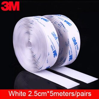 5 M/pairs 16/20/25/30/38/50Mm Klittenbandsluitingen Lijm 3M Lijm Sterke zelfklevende Sluiting Tape Nylon Haken En Lussen Sticker Magic Diy 25mm wit 500cm