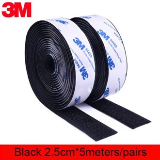 5 M/pairs 16/20/25/30/38/50Mm Klittenbandsluitingen Lijm 3M Lijm Sterke zelfklevende Sluiting Tape Nylon Haken En Lussen Sticker Magic Diy 25mm zwart 500cm