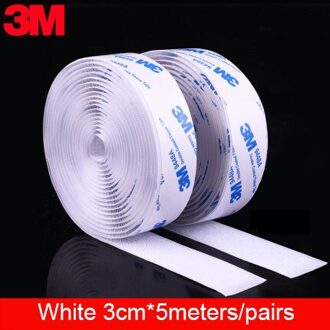 5 M/pairs 16/20/25/30/38/50Mm Klittenbandsluitingen Lijm 3M Lijm Sterke zelfklevende Sluiting Tape Nylon Haken En Lussen Sticker Magic Diy 30mm wit 500cm