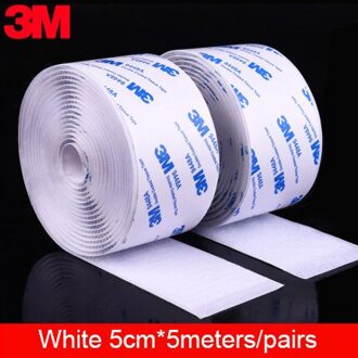 5 M/pairs 16/20/25/30/38/50Mm Klittenbandsluitingen Lijm 3M Lijm Sterke zelfklevende Sluiting Tape Nylon Haken En Lussen Sticker Magic Diy 50mm wit 500cm