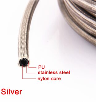 5 M/partij AN3 Motorfiets Gevlochten Rvs Nylon Remleiding Slang Vloeistof Hydraulische Precieze Slang Gas Olie Brandstofslangen zilver NYLON