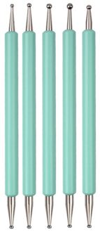 5 macaron dotting pennen voor nail art, dubbelzijdige dotting pennen voor designs van nageltips met strass Blauw