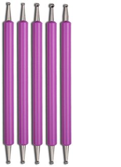 5 macaron dotting pennen voor nail art, dubbelzijdige dotting pennen voor designs van nageltips met strass licht grijs