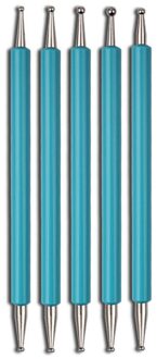 5 macaron dotting pennen voor nail art, dubbelzijdige dotting pennen voor designs van nageltips met strass lucht blauw