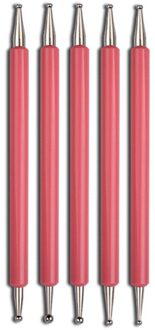 5 macaron dotting pennen voor nail art, dubbelzijdige dotting pennen voor designs van nageltips met strass Roze