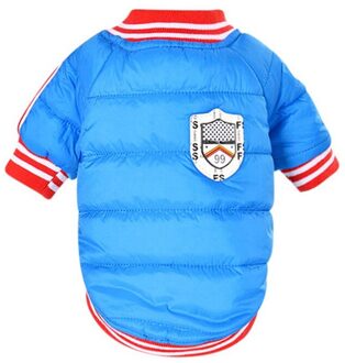 5 Maten Herfst Winter Huisdier Kostuum Warm Gedrukt Katoen Gewatteerde Jas Hond Verdikking Effen Kleur Katoenen Kleding Blauw / Xl