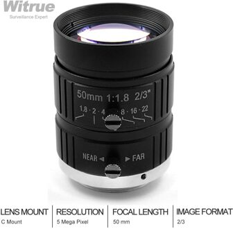 5 Mega Pixel Hd 50 Mm Lens C Mount F1.8 Industriële Lens Handmatige Iris Cctv Lens Voor Security Camera