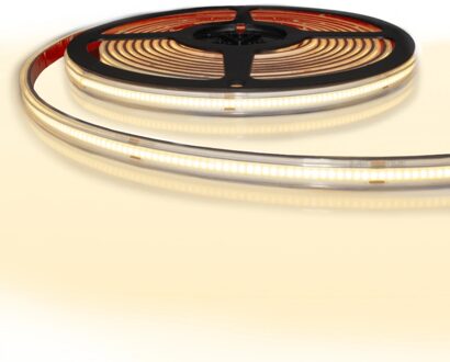 5 meter cob led strip ip65/67 24v - warm wit 3000k - 384 leds p/m