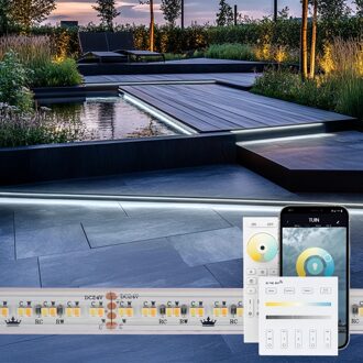 5 meter dual white led strip voor buiten complete set