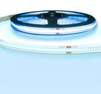 5 meter gekleurde COB led strip IP20 24V - Blauwe kleur - 384 leds p/m
