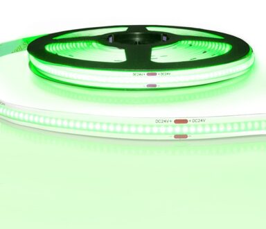 5 meter gekleurde COB led strip IP20 24V - Groene kleur - 384 leds p/m