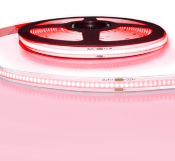 5 meter gekleurde COB led strip IP20 24V - Rode kleur - 384 leds p/m