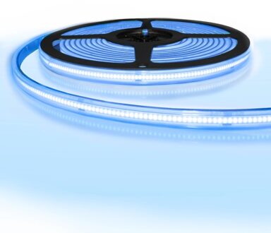 5 meter gekleurde cob led strip ip65/67 24v - blauwe kleur - 384 leds p/m