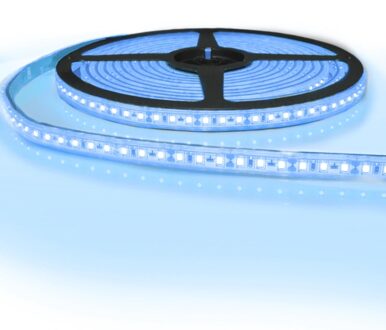 5 meter gekleurde led strip ip65/67 12v of 24v - blauwe kleur - 120 leds p/m