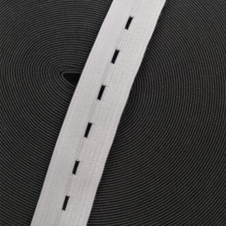 5 meter/partij Elastiekjes 15/20/25MM Knop Hole Knit Elastische Haarbanden Lint Tape Wit/Zwart draad Singels DIY Naaien Accessoires wit / 15mm