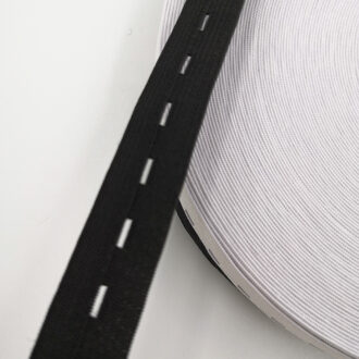 5 meter/partij Elastiekjes 15/20/25MM Knop Hole Knit Elastische Haarbanden Lint Tape Wit/Zwart draad Singels DIY Naaien Accessoires zwart / 20mm