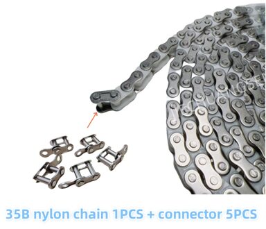 5 Meter Technische Plastic Ketting, 35b Nylon Roestvrijstalen Ketting 06c Plug-In Draad Smt Nylon Transportband (Lang 5 M) Zilver