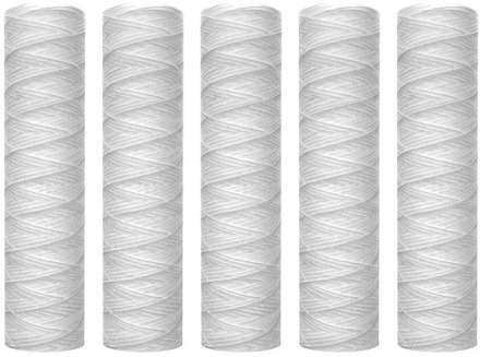 5 Micrometre 10 x 2.5 Inch String Wound Sediment Water Filter Cartridge Whole House Sediment Filtration, Universal Replacement f