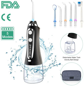 5 Modes Portable 300ml Oral Irrigator USB Rechargeable Dental Water Flosser Jet Waterproof Irrigator Dental Teeth Cleaner+5 Tips