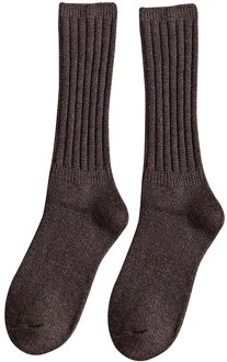 5 Paar Vrouwen Lange Buis Katoenen Sokken knielange Vrouwelijke Sokken Warme Sokken Bruin