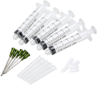 5 Pack 10ml Transparent Blunt Tip Syringe With 5pcs 14 ga 1.5 Inch Blunt Tip Needle & 5pcs Clear Tip Cap For Industrial Tool