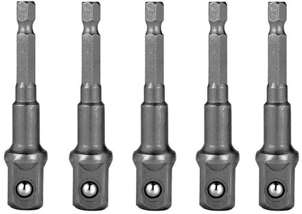 5 Pack 3/8 Inch(10Mm) Vierkante Socket Adapter Bit Set, impact Driver Power Bits Voor Automotive DIY-1/4 Hex Shank