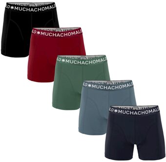 5-pack boxershorts light cotton solid - navy/grijs/rood/zwart/groen