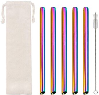 5-Pack Herbruikbare 304 Rvs Rietjes Met Case Lange Rietje Voor 30 Oz En 20 Oz Tuimelaars cups Cocktail Metalen Stro BG