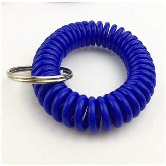 5 Pack Plastic Rekbaar Lente Spiraal Pols Sleutel Coil Pols Band Sleutelhanger Sleutelhangers Voor Outdoor Sport Yoga Sauna zwembad blauw