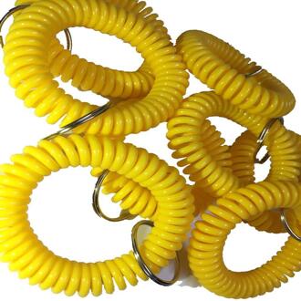 5 Pack Plastic Rekbaar Lente Spiraal Pols Sleutel Coil Pols Band Sleutelhanger Sleutelhangers Voor Outdoor Sport Yoga Sauna zwembad geel
