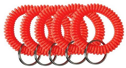 5 Pack Plastic Rekbaar Lente Spiraal Pols Sleutel Coil Pols Band Sleutelhanger Sleutelhangers Voor Outdoor Sport Yoga Sauna zwembad rood