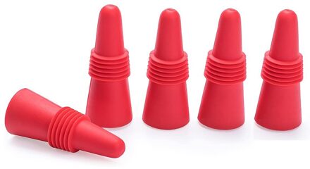 5 Pack Premium Siliconen Wijn En Drank Fles Cap Lekvrije Soda Champagne Flessen Creatieve Sealer Stopper Herbruikbare Voor Bier Rood