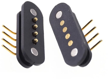 5 Pair Spring-Loaded Magnetic Pogo pin connector 4 pin Pitch 2.5 mm through hole Angled male female 2A 36V DC Power Charge Probe